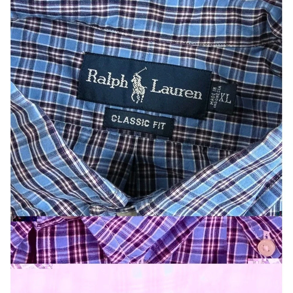 Polo Ralph Lauren Short Sleeve Button Down Shirt Mens XL Blue Plaid CLASSIC Fit